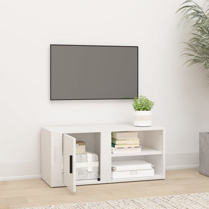 TV Cabinet High Gloss White 80x31,5x36 cm Engineered Wood