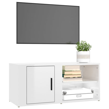 TV Cabinet High Gloss White 80x31,5x36 cm Engineered Wood