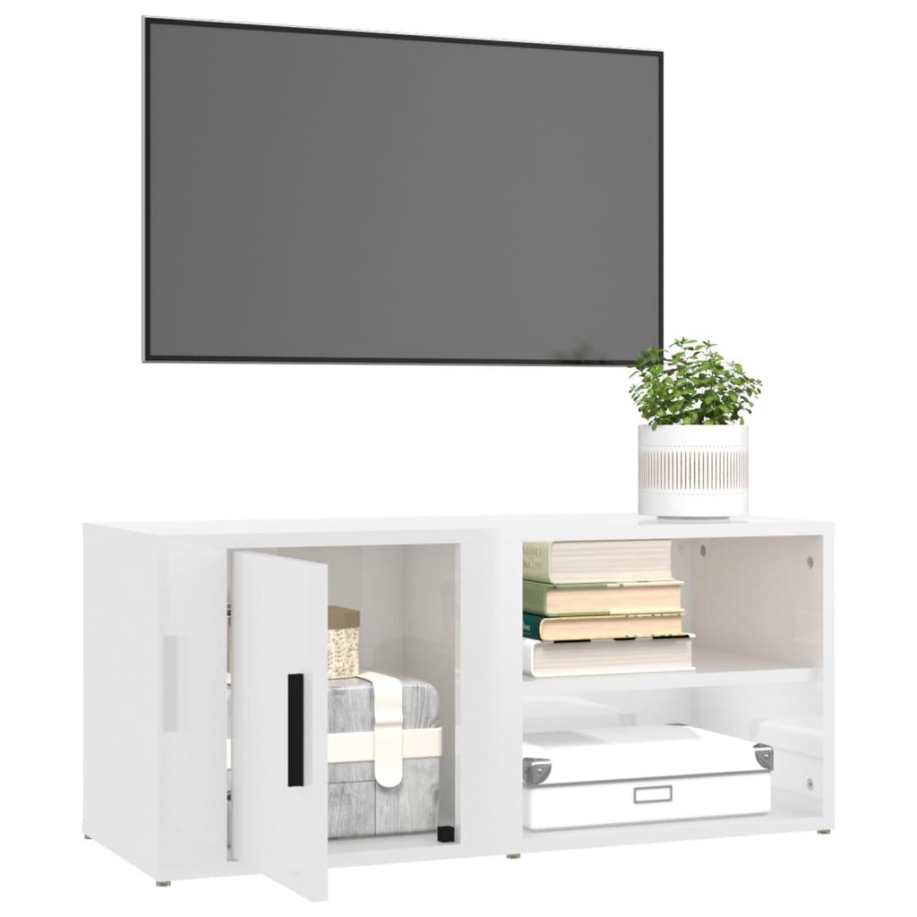 TV Cabinet High Gloss White 80x31,5x36 cm Engineered Wood