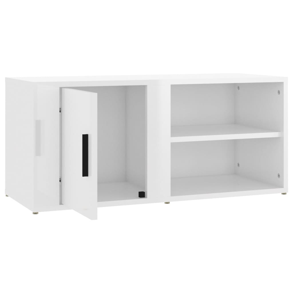 TV Cabinet High Gloss White 80x31,5x36 cm Engineered Wood