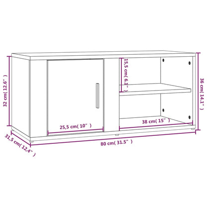 TV Cabinet High Gloss White 80x31,5x36 cm Engineered Wood