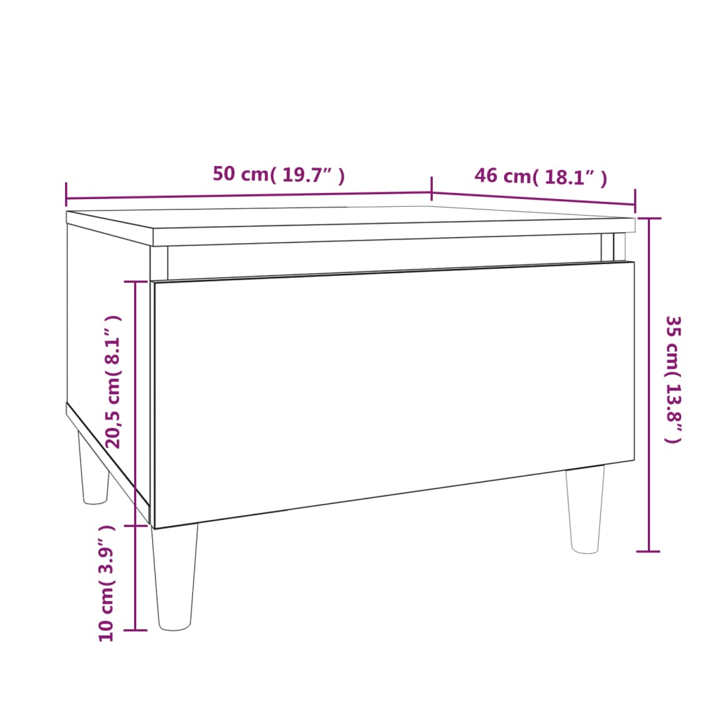 Side Table Smoked Oak 50x46x35 cm Engineered Wood