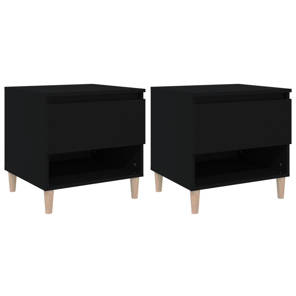 Bedside Tables 2 pcs Black 50x46x50 Engineered Wood