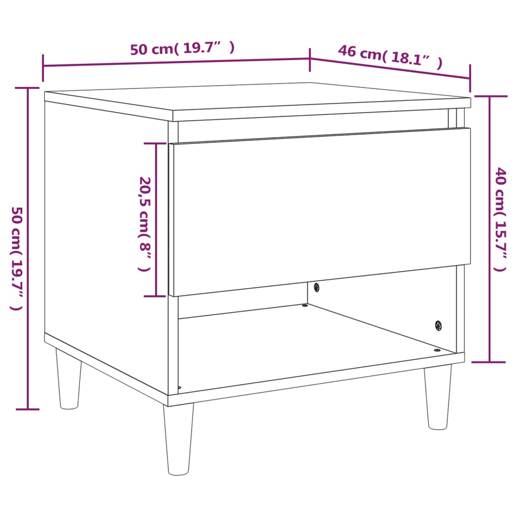 Bedside Tables 2 pcs Black 50x46x50 Engineered Wood