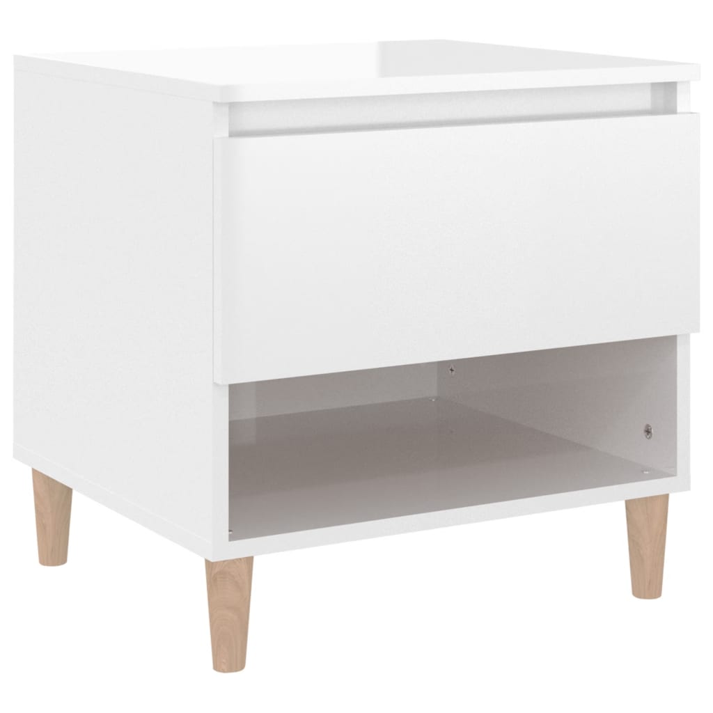 Bedside Table High Gloss White 50x46x50 Engineered Wood