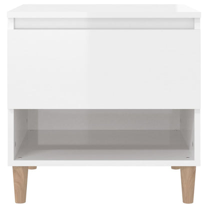 Bedside Table High Gloss White 50x46x50 Engineered Wood