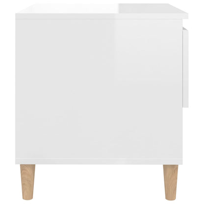 Bedside Table High Gloss White 50x46x50 Engineered Wood