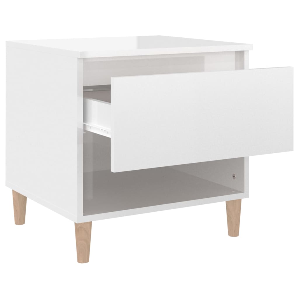 Bedside Table High Gloss White 50x46x50 Engineered Wood