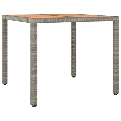 Garden Table with Wooden Top Grey Poly Rattan&Solid Wood Acacia