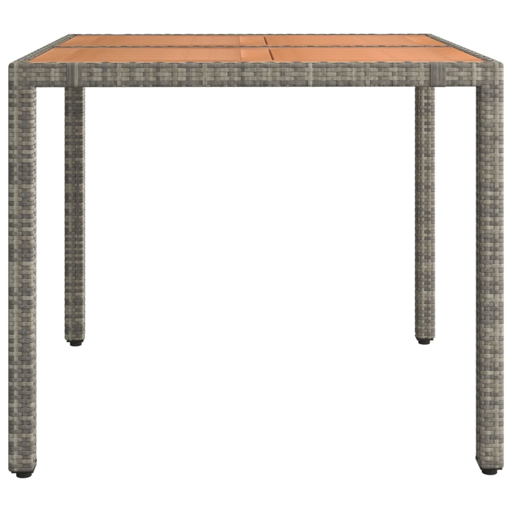 Garden Table with Wooden Top Grey Poly Rattan&Solid Wood Acacia