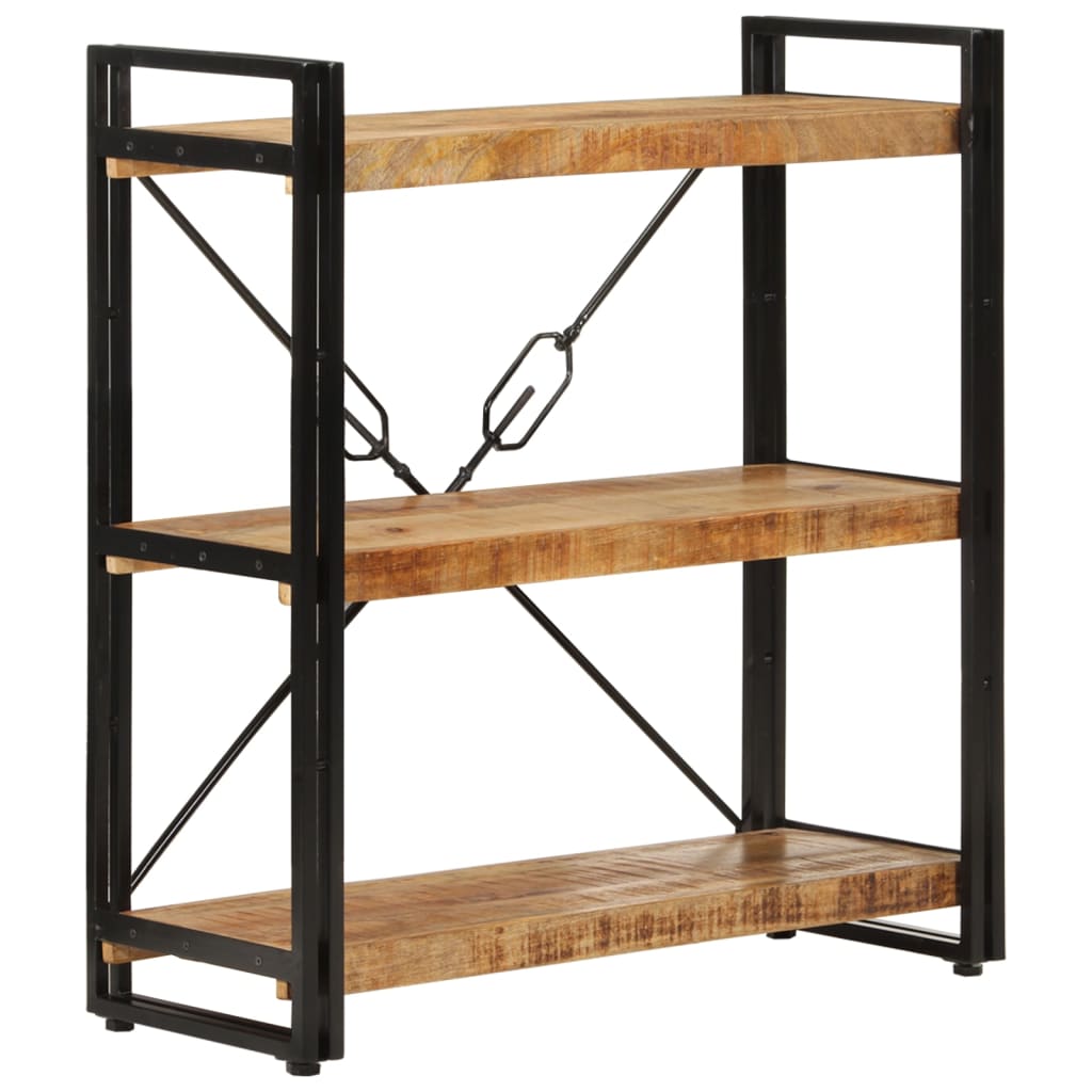 3-Tier Bookcase 77x30x80 cm Solid Wood Mango and Iron