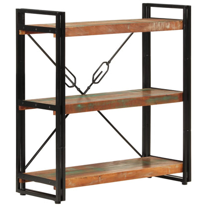 3-Tier Bookcase 77x30x80 cm Solid Wood Reclaimed and Iron