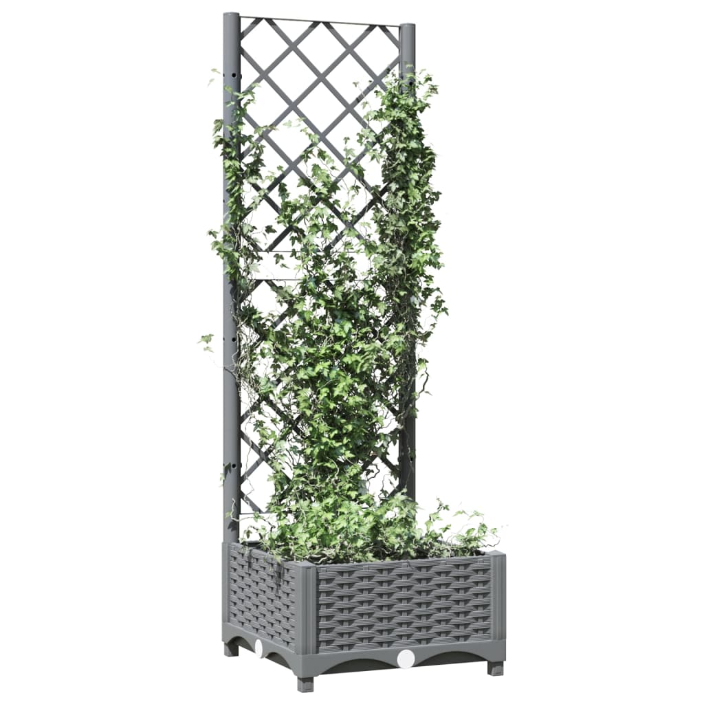 Garden Planter with Trellis Light Grey 40x40x121.5 cm PP