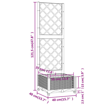 Garden Planter with Trellis Light Grey 40x40x121.5 cm PP