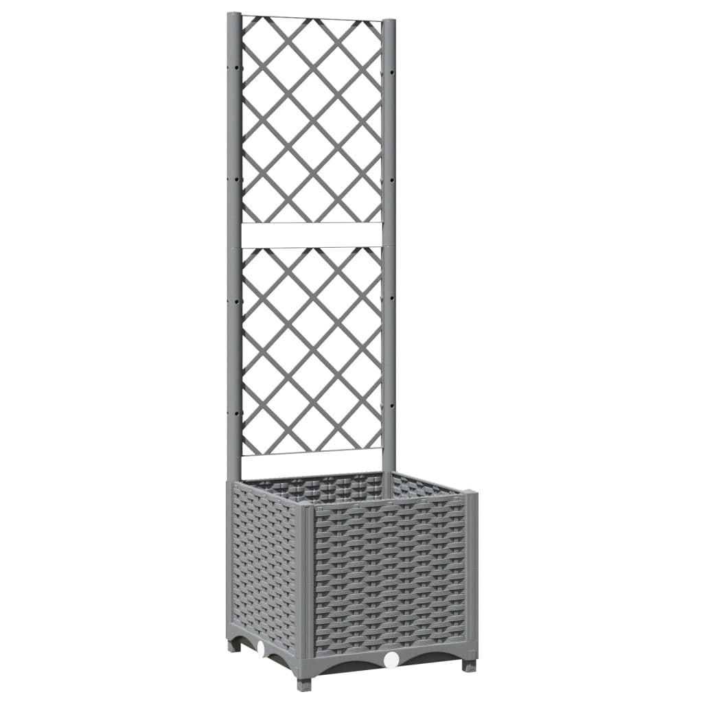 Garden Planter with Trellis Light Grey 40x40x136 cm PP