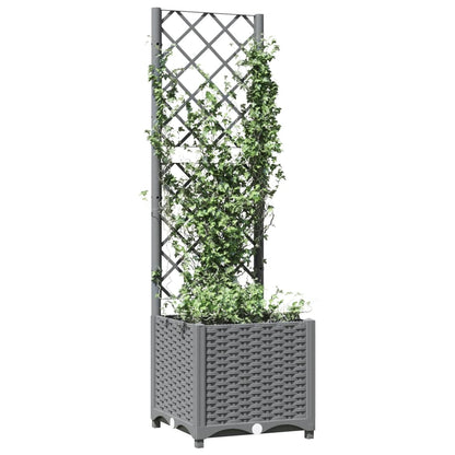 Garden Planter with Trellis Light Grey 40x40x136 cm PP