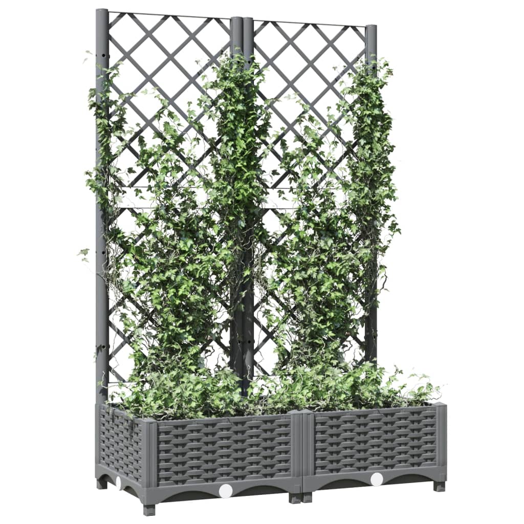 Garden Planter with Trellis Light Grey 80x40x121.5 cm PP