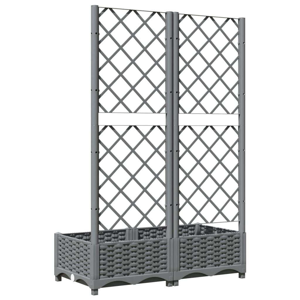 Garden Planter with Trellis Light Grey 80x40x121.5 cm PP