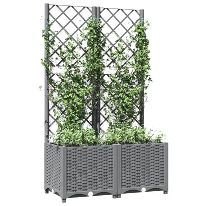 Garden Planter with Trellis Light Grey 80x40x136 cm PP