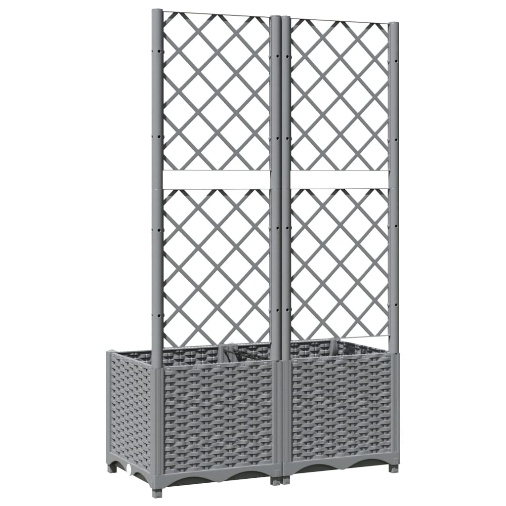 Garden Planter with Trellis Light Grey 80x40x136 cm PP