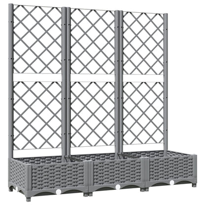 Garden Planter with Trellis Light Grey 120x40x121.5 cm PP