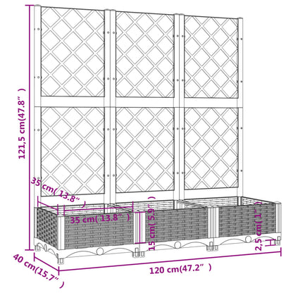 Garden Planter with Trellis Light Grey 120x40x121.5 cm PP