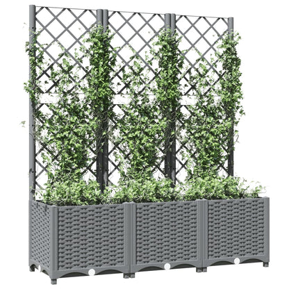 Garden Planter with Trellis Light Grey 120x40x136 cm PP