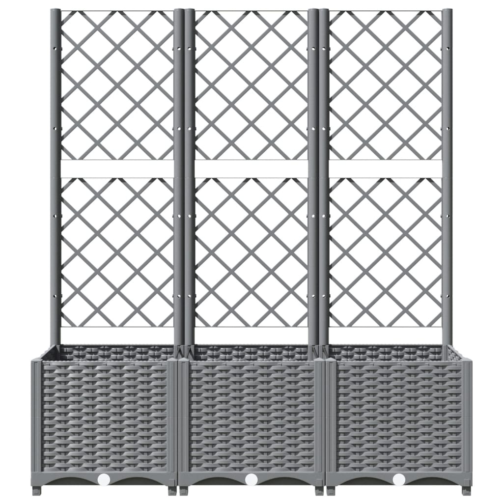 Garden Planter with Trellis Light Grey 120x40x136 cm PP