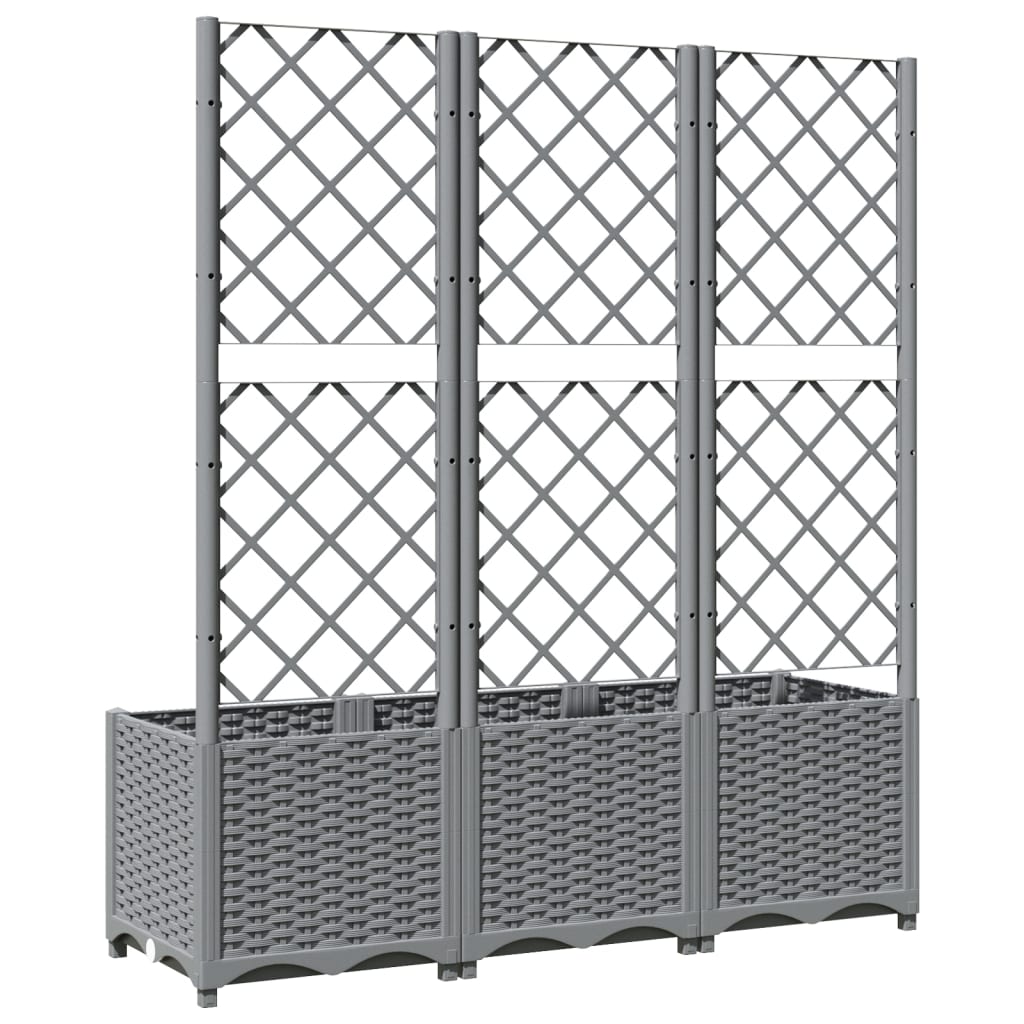 Garden Planter with Trellis Light Grey 120x40x136 cm PP