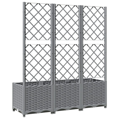 Garden Planter with Trellis Light Grey 120x40x136 cm PP