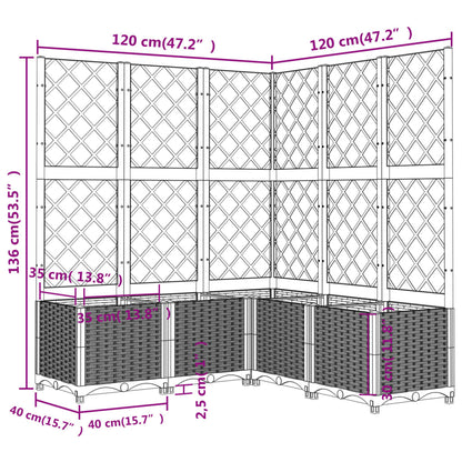 Garden Planter with Trellis Light Grey 120x120x136 cm PP