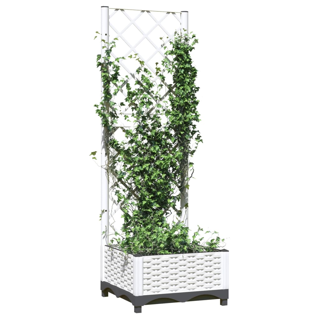 Garden Planter with Trellis White 40x40x121.5 cm PP