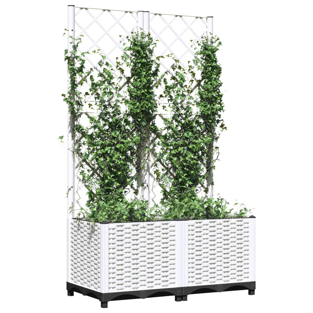 Garden Planter with Trellis White 80x40x136 cm PP