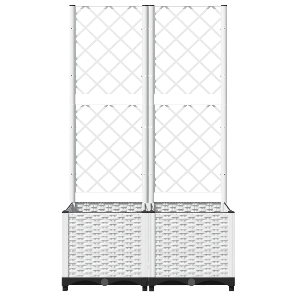 Garden Planter with Trellis White 80x40x136 cm PP