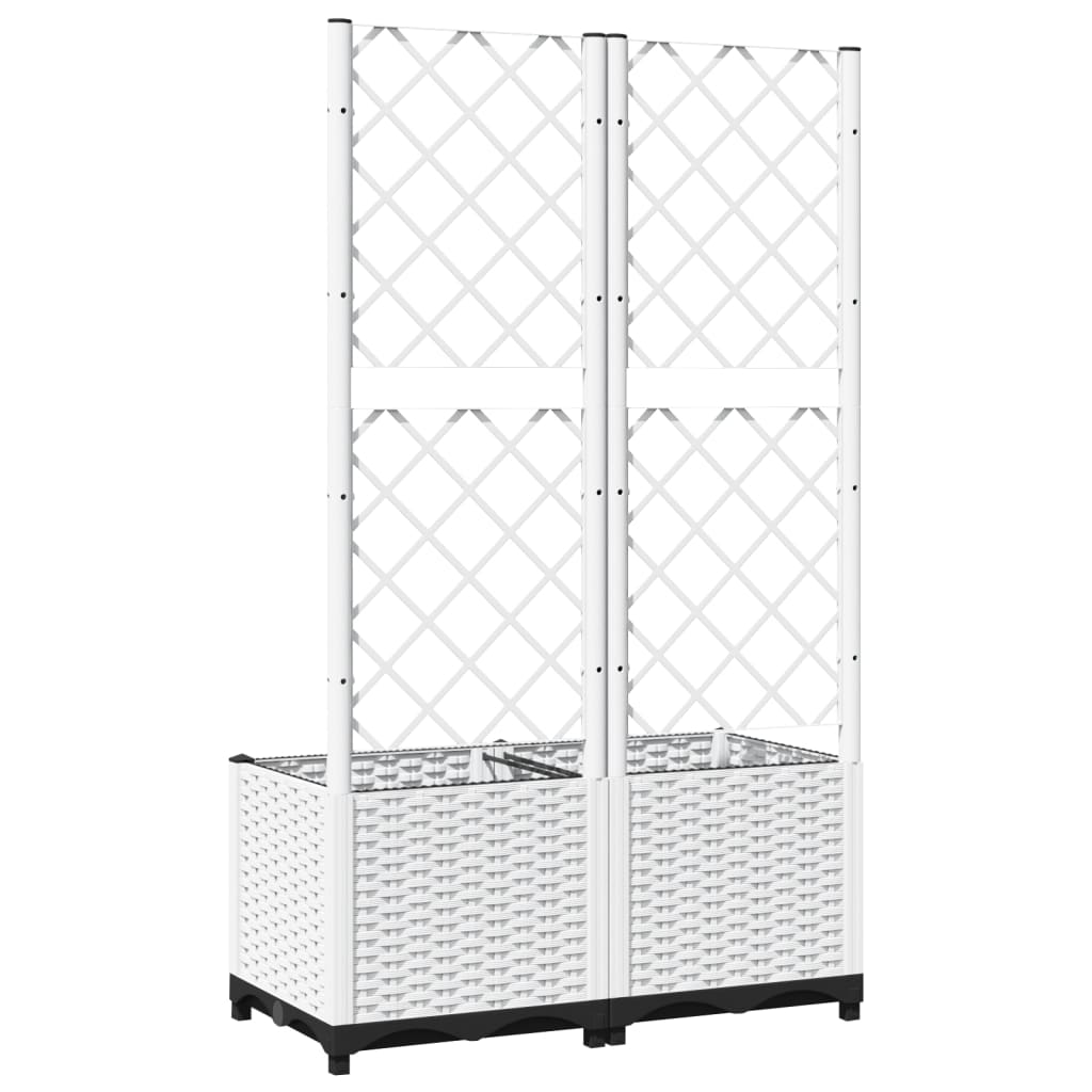 Garden Planter with Trellis White 80x40x136 cm PP