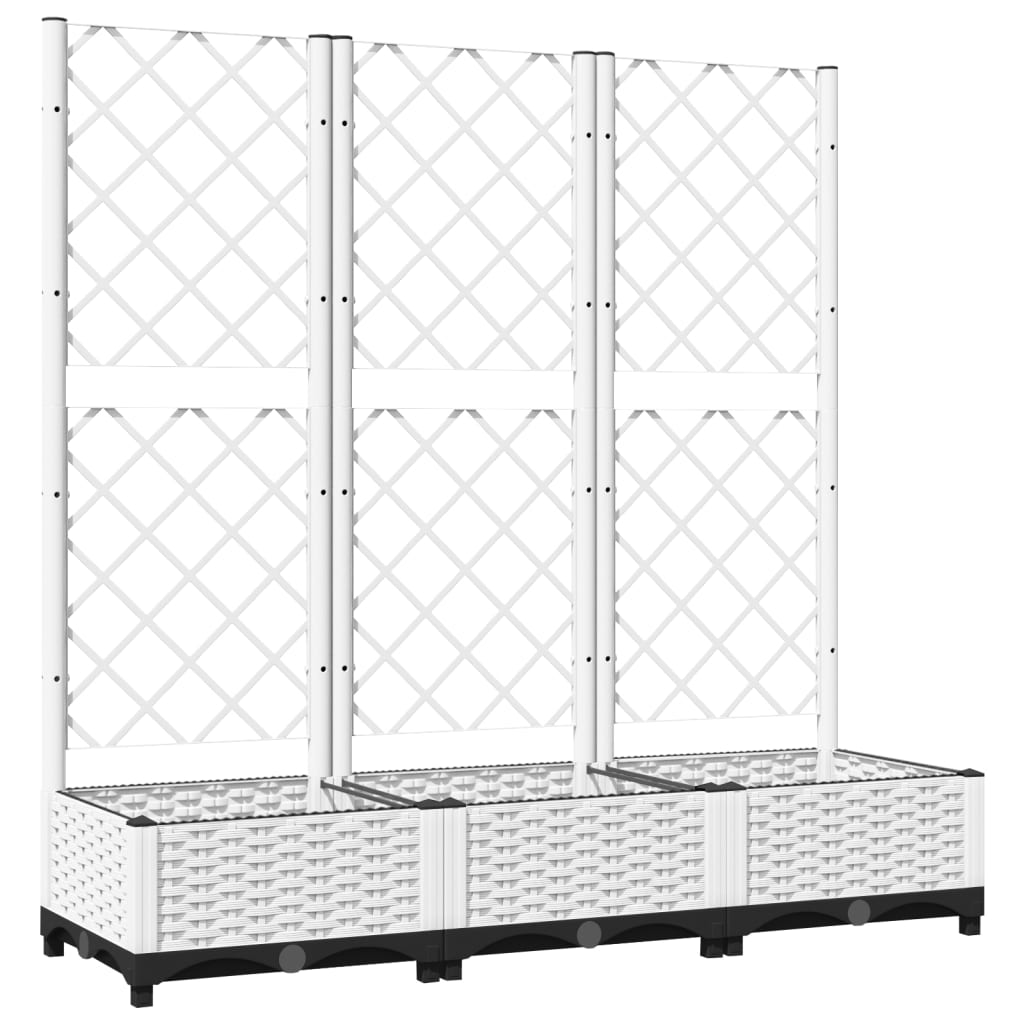 Garden Planter with Trellis White 120x40x121.5 cm PP