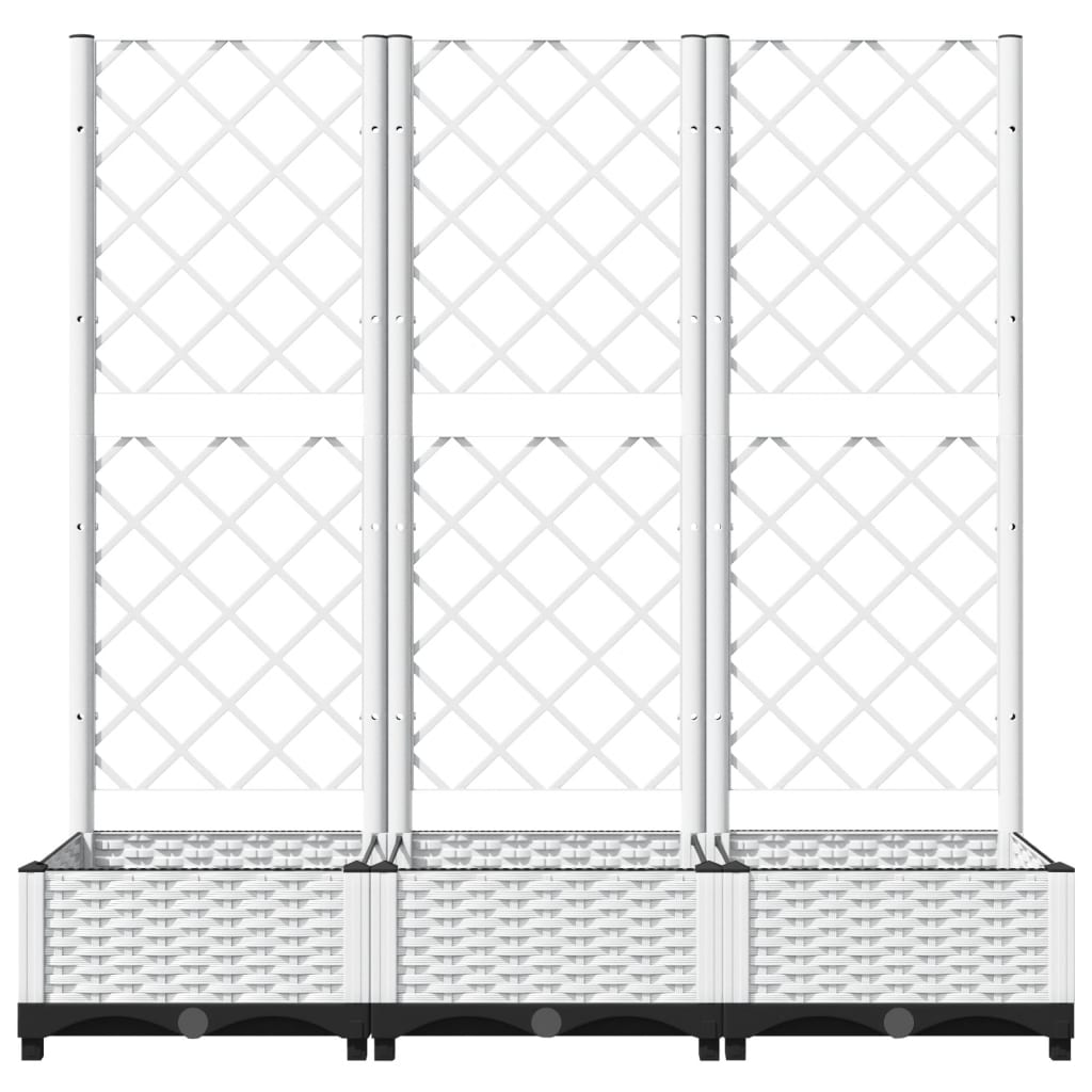 Garden Planter with Trellis White 120x40x121.5 cm PP