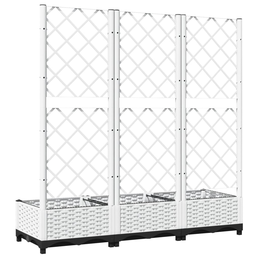 Garden Planter with Trellis White 120x40x121.5 cm PP