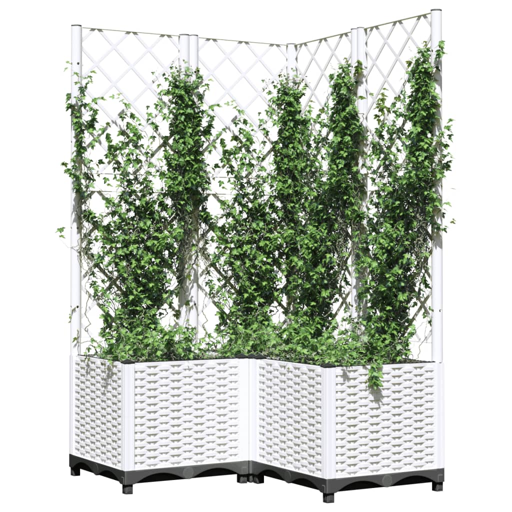 Garden Planter with Trellis White 80x80x136 cm PP