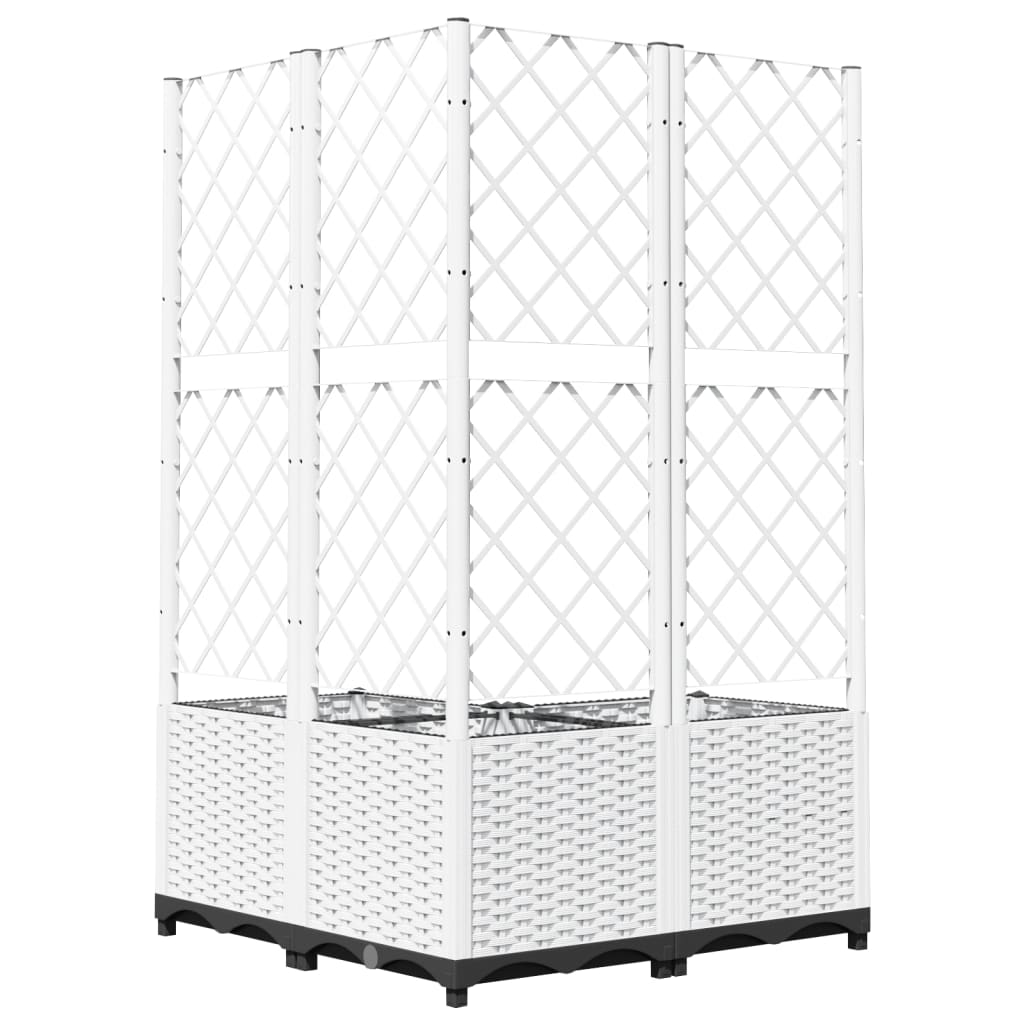 Garden Planter with Trellis White 80x80x136 cm PP