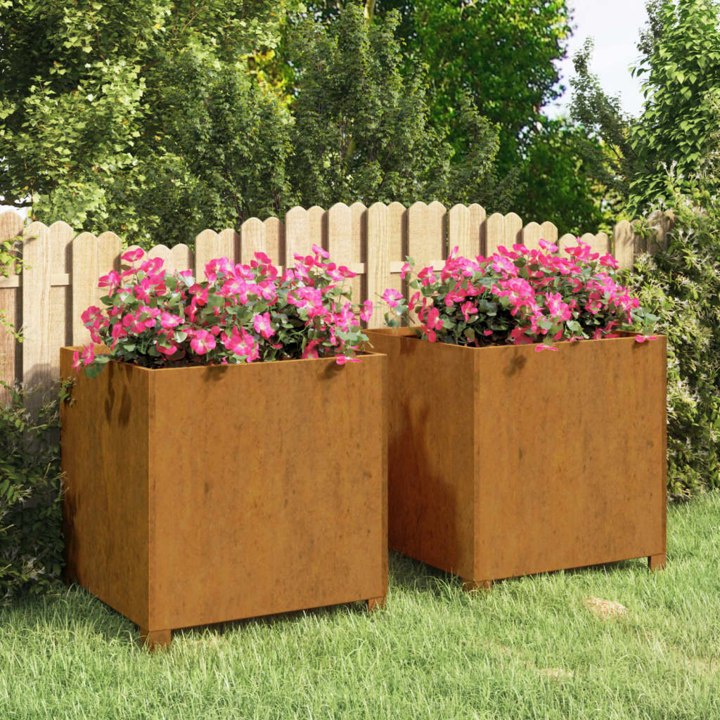 Planters with Legs 2 pcs Rusty 49x47x50 cm Corten Steel