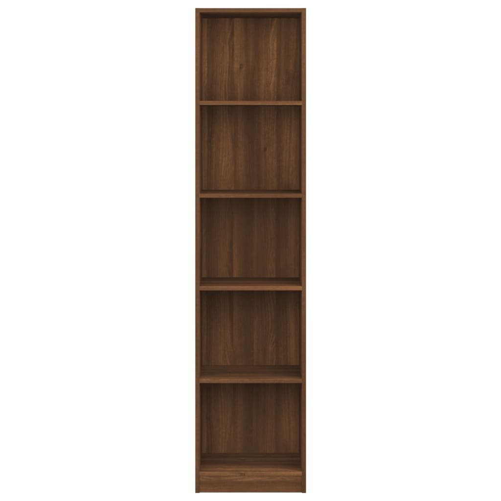 5-Tier Book Cabinet Brown Oak 40x24x175 cm Engineered Wood