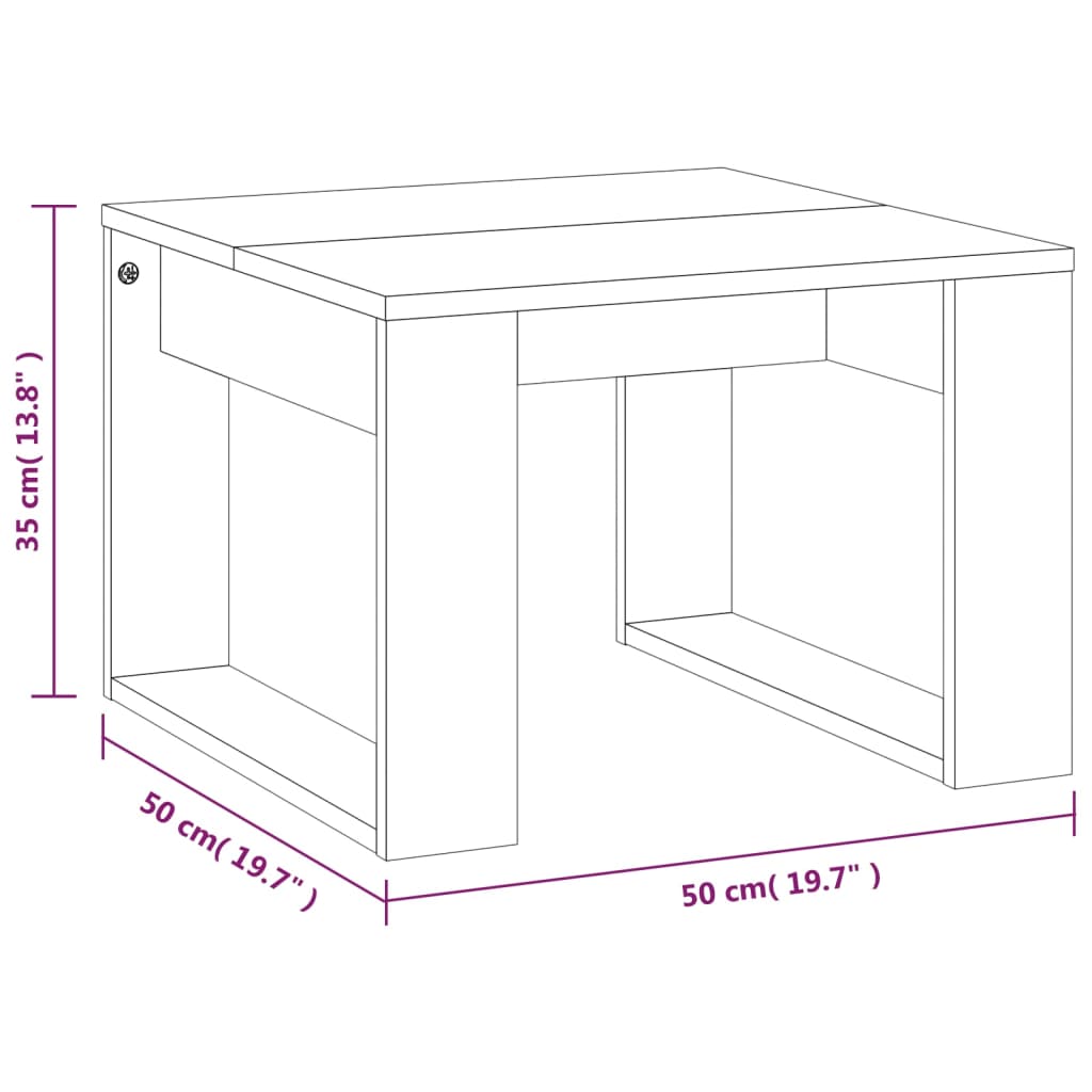 Side Table Smoked Oak 50x50x35 cm Engineered Wood