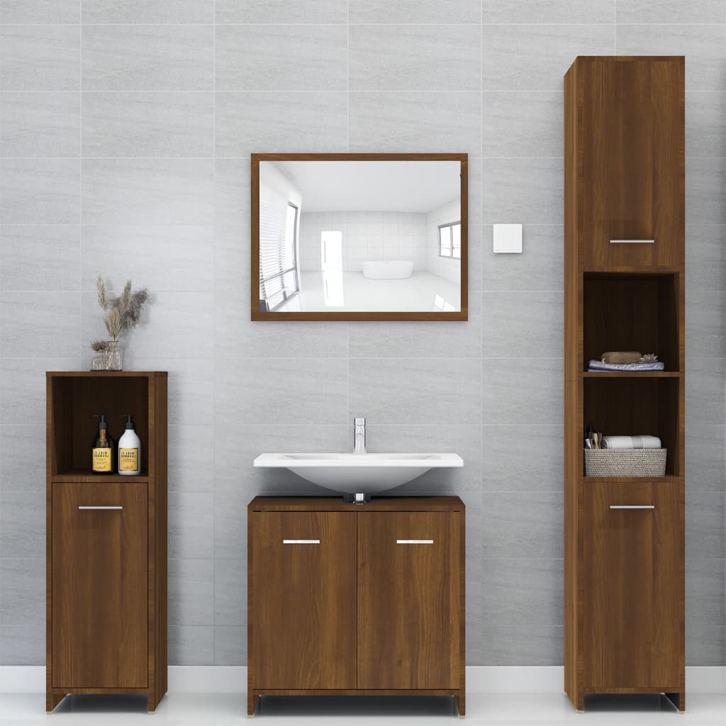 Bathroom Cabinet Brown Oak 30x30x95 cm Engineered Wood