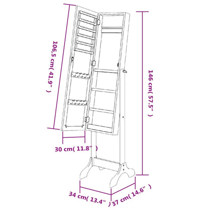 Free-Standing Mirror 34x37x146 cm