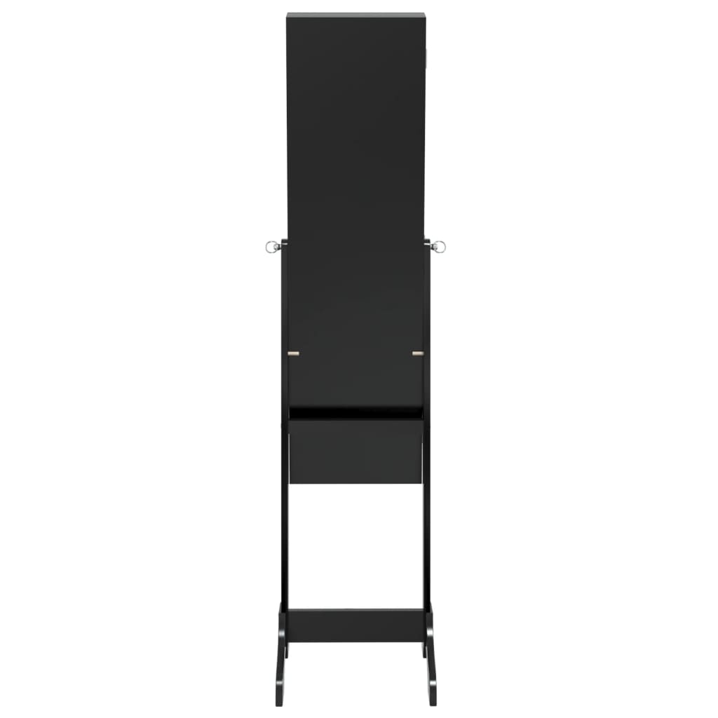 Free-Standing Mirror with LED Black 34x37x146 cm