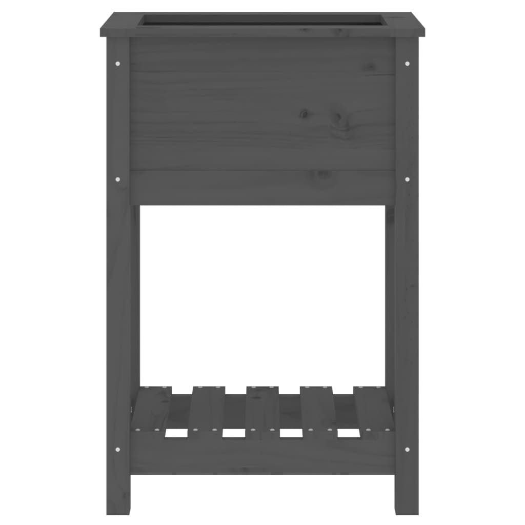 Planter with Shelf Grey 54x34.5x81 cm Solid Wood Pine
