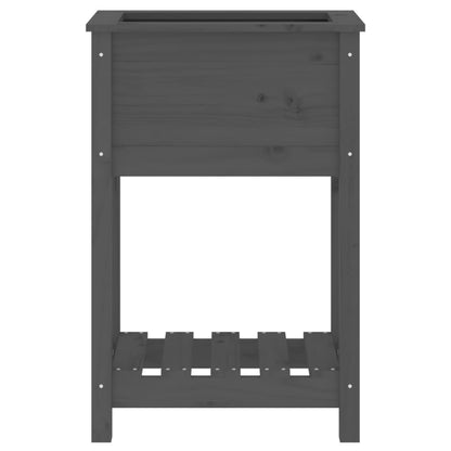 Planter with Shelf Grey 54x34.5x81 cm Solid Wood Pine