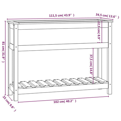 Planter with Shelf Grey 111.5x34.5x81 cm Solid Wood Pine