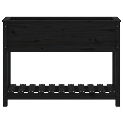 Planter with Shelf Black 111.5x34.5x81 cm Solid Wood Pine